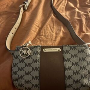 Michael Kors Black and Brown Logo Crossbody Bag
